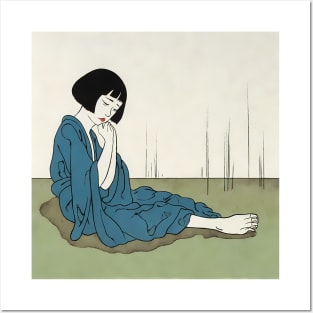 Lonely brunette asian woman Posters and Art